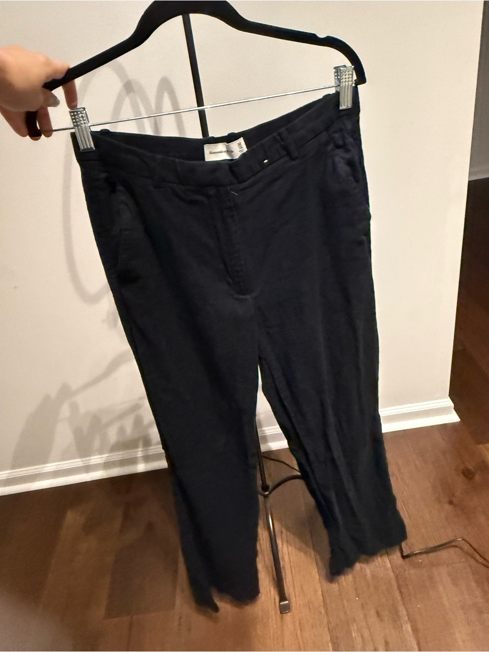 Abercrombie & Fitch Black Straight-Leg Linen Pants - 10 Long